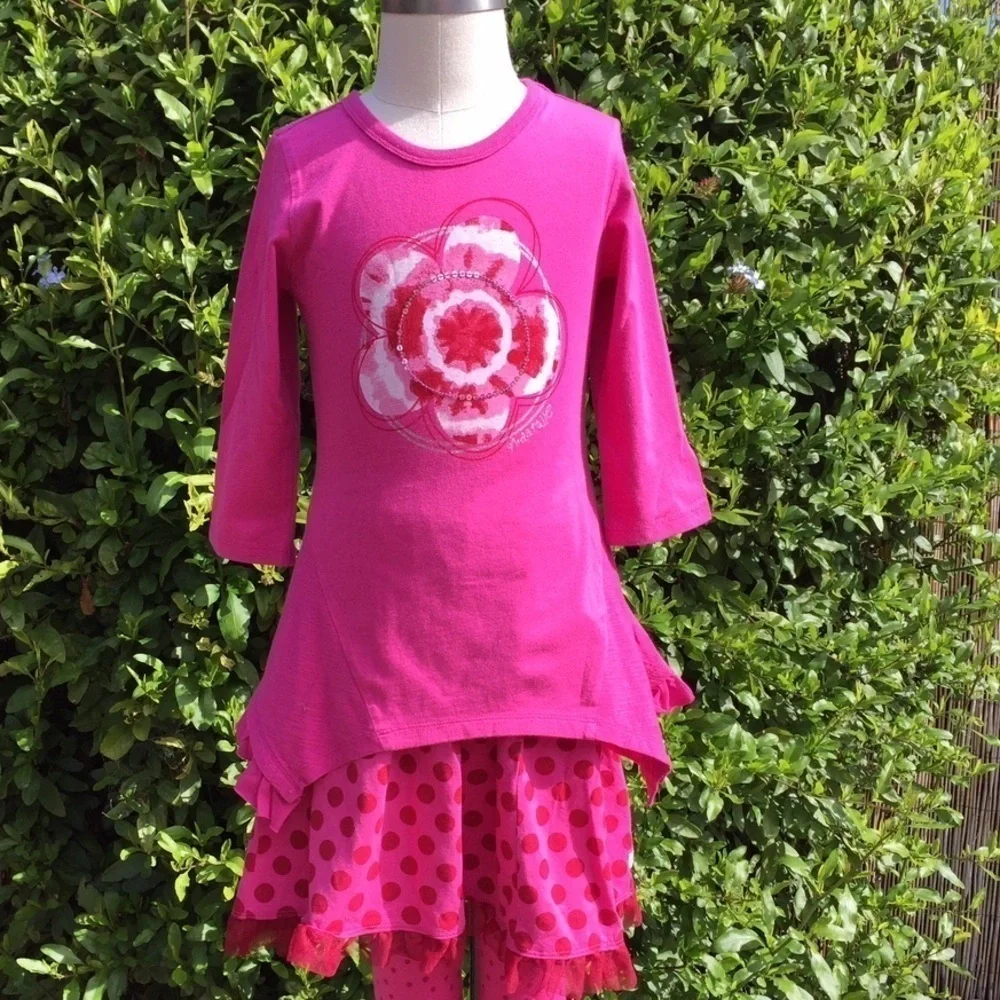 Naartjie Girls Short Sleeve Asymmetrical Tie Dye Tunic Fuchsia Size 6